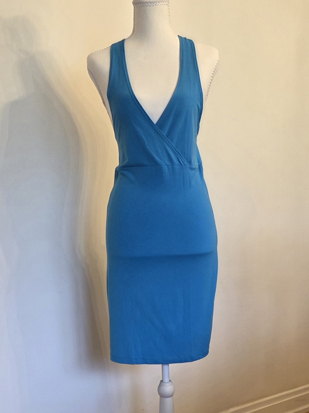 Frederick's of Hollywood Turquoise Sleeveless V-Neck Above The Knee Dress